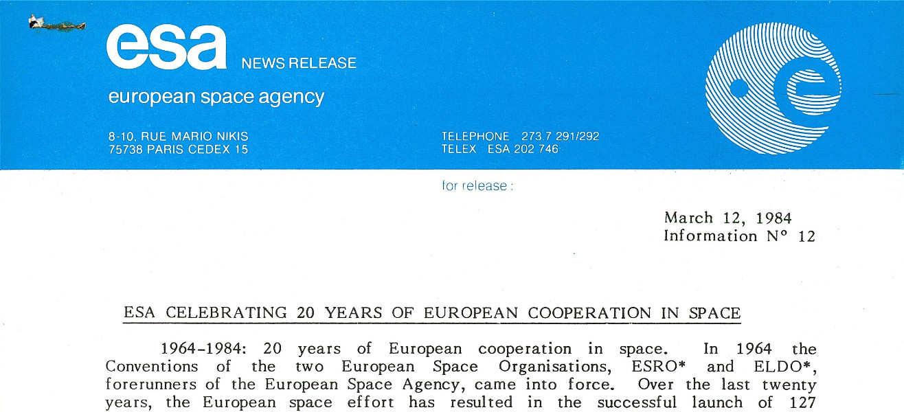 ESA 1984 Press Release © ESA
